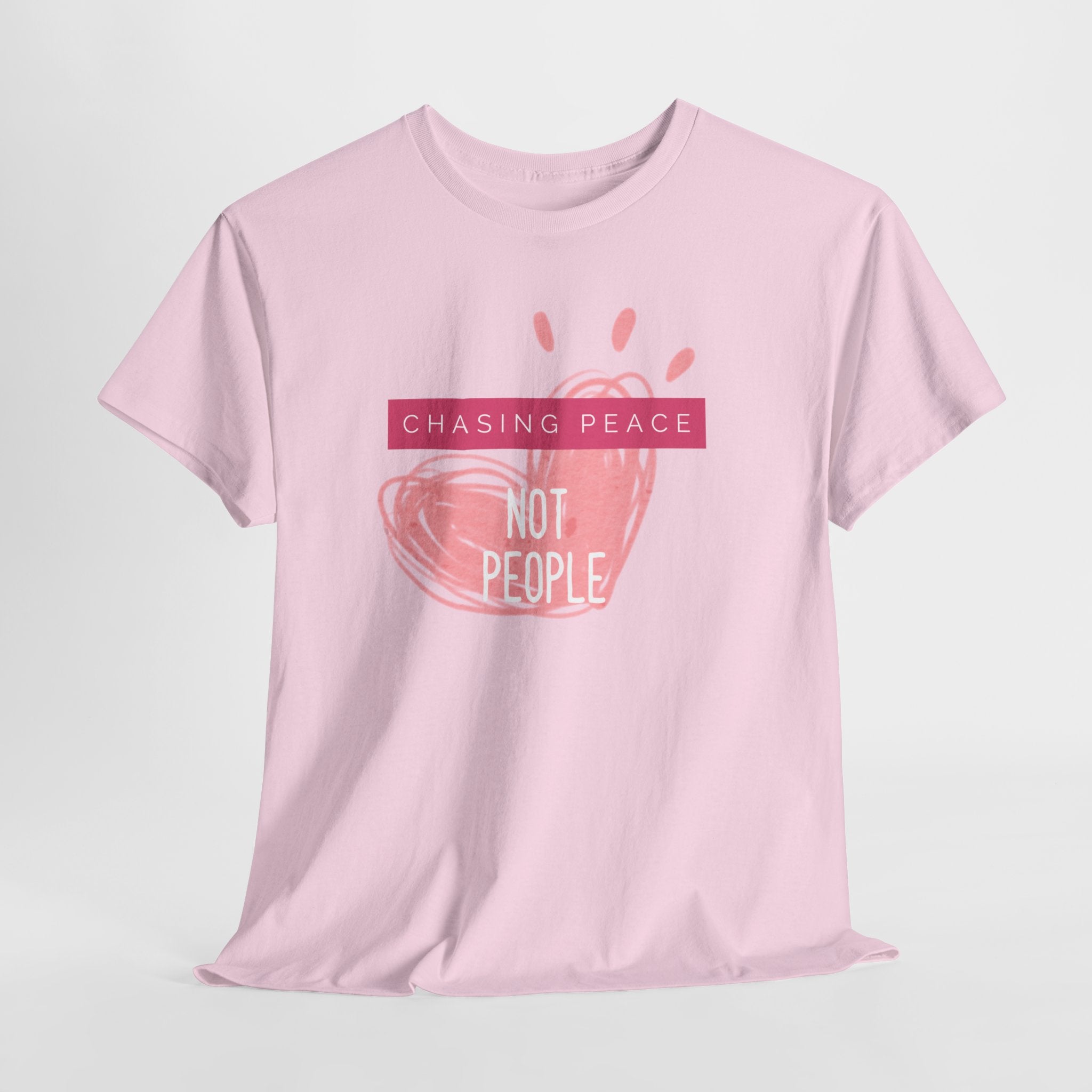 Chasing Peace Not People Tee — Pink Graphic Mental Health Awareness T‑Shirt