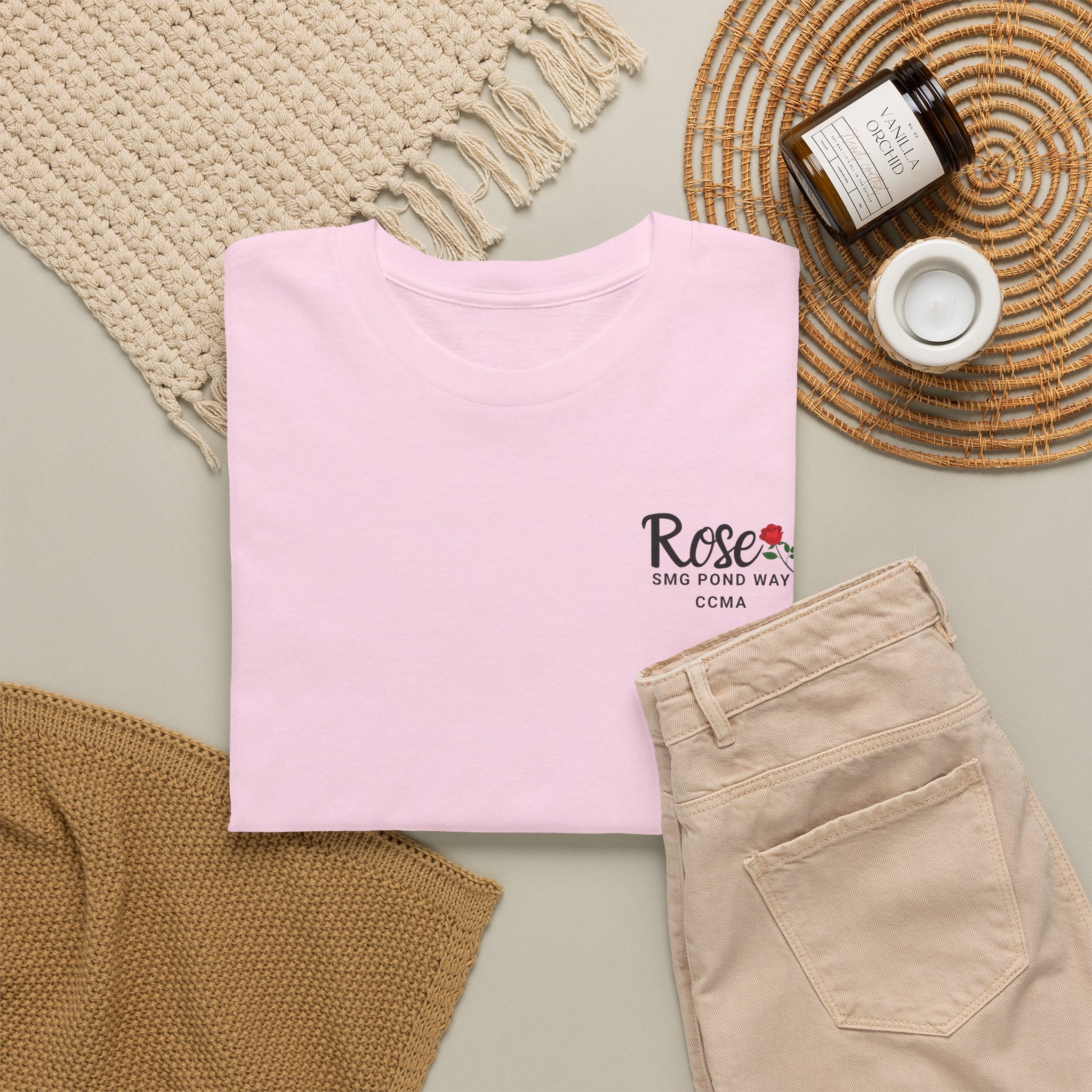 Personalized name Rose Work T-shirt with Rose