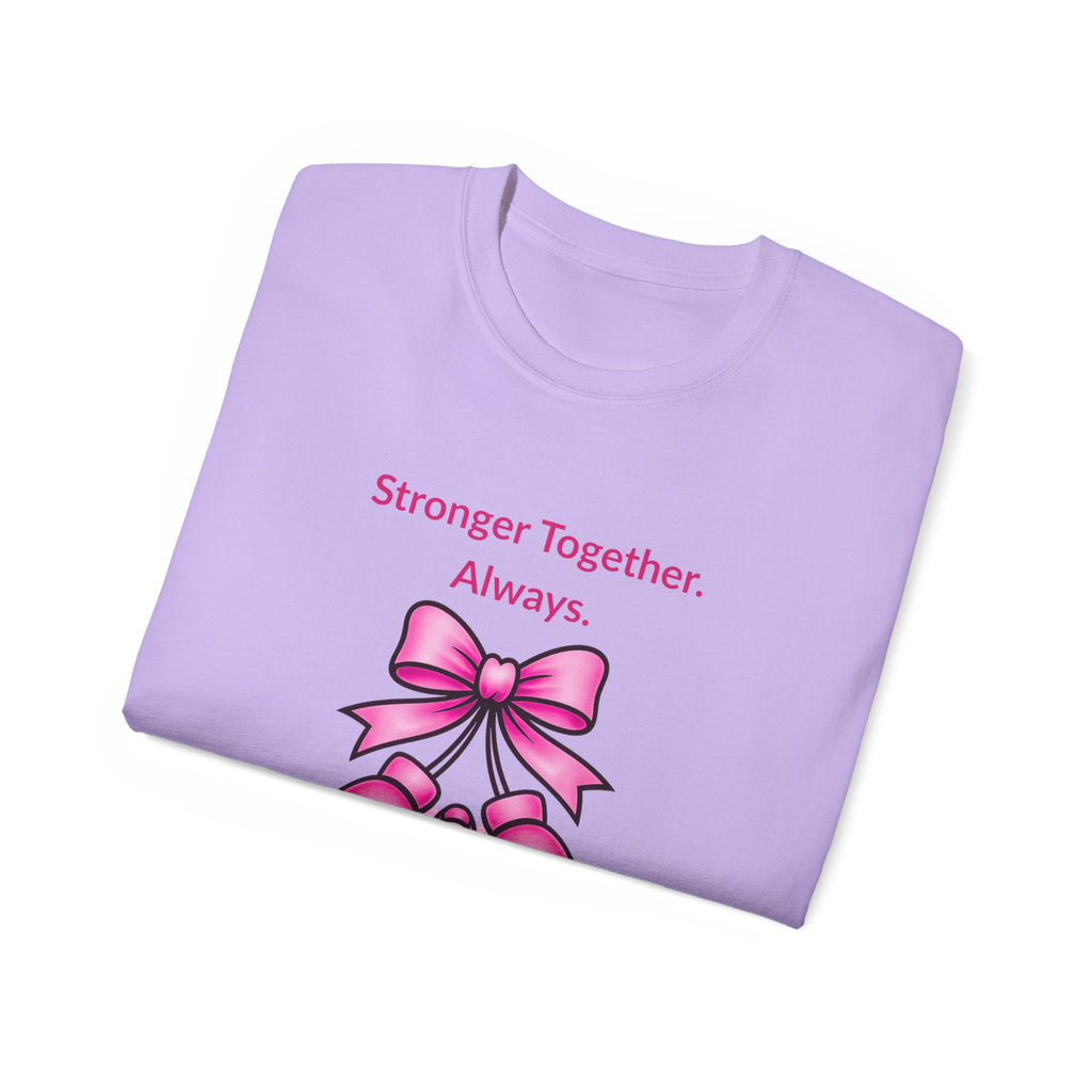 T-Shirt — "Stronger Together. Always. Tough Titties Club" Pink Ribbon Boxing Design