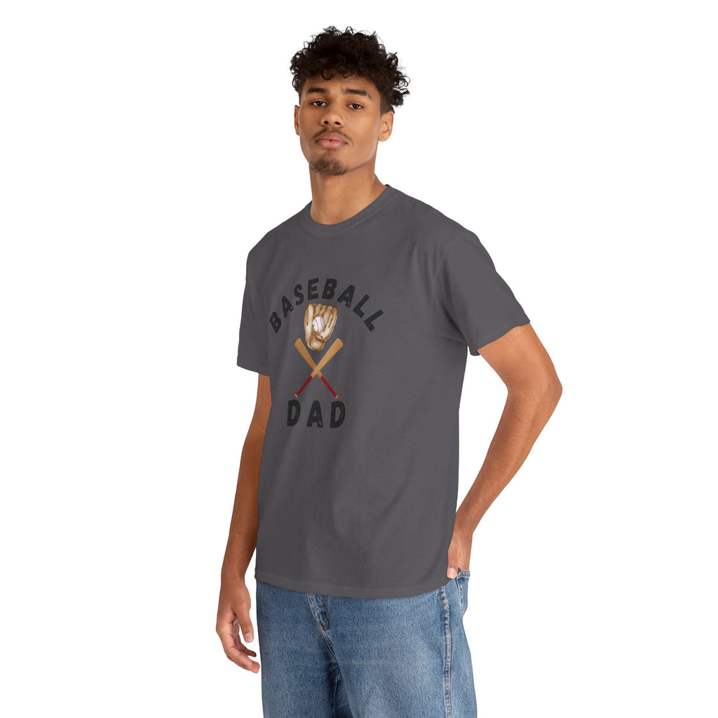 Baseball Dad Tee — Vintage Glove & Crossed Bats Graphic Shirt