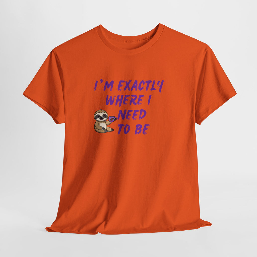 Sloth "I'm Exactly Where I Need to Be" Graphic Tee