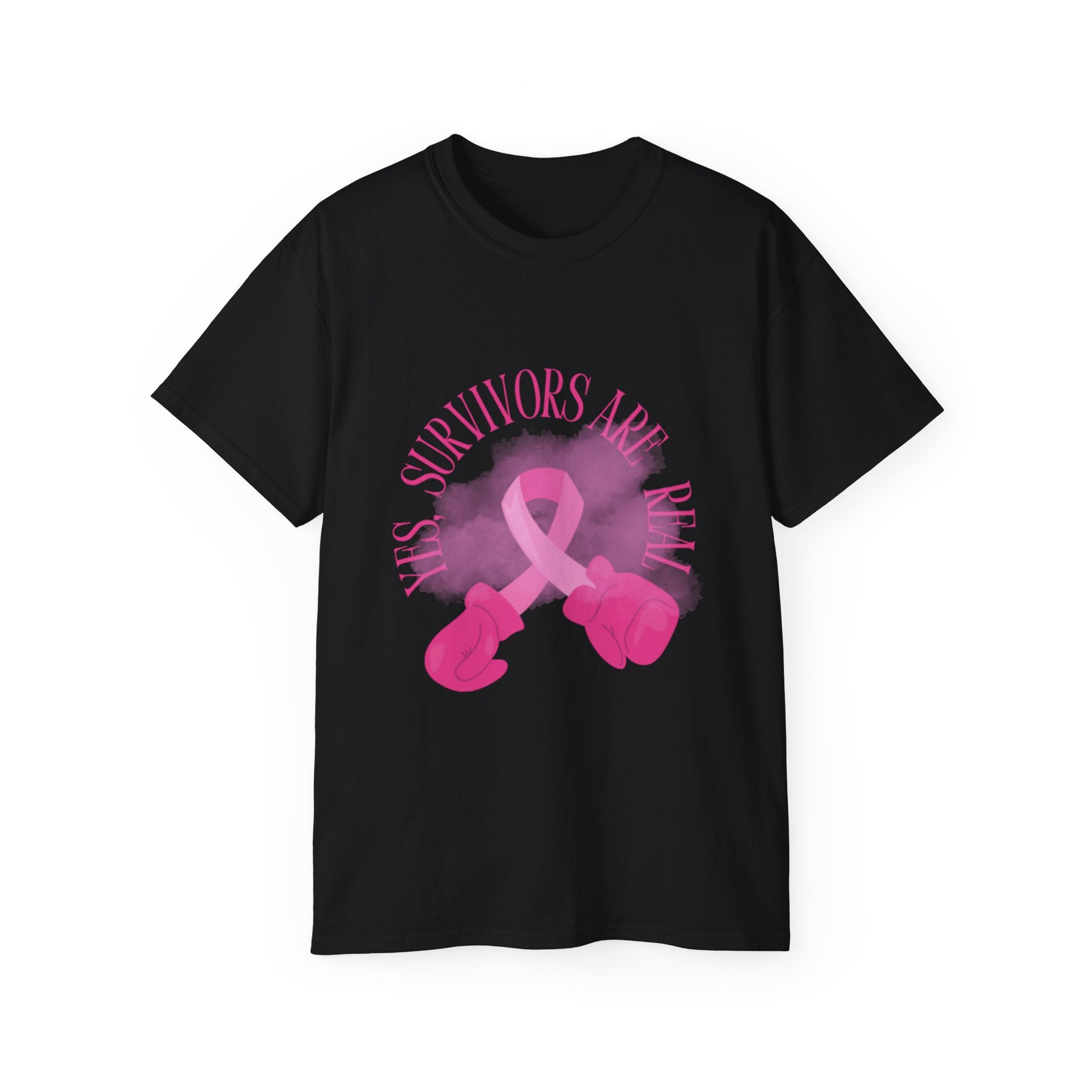 Breast Cancer Survivors Are Real T-Shirt — Pink Ribbon Boxing Gloves Tee
