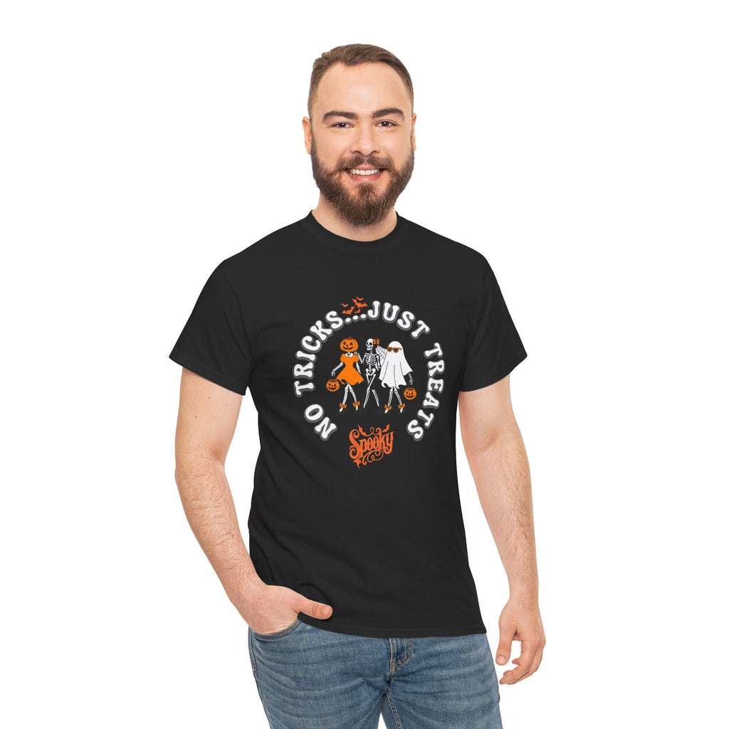 Halloween 'No Tricks, Just Treats' Tee — Costume and Candy Graphic Shirt