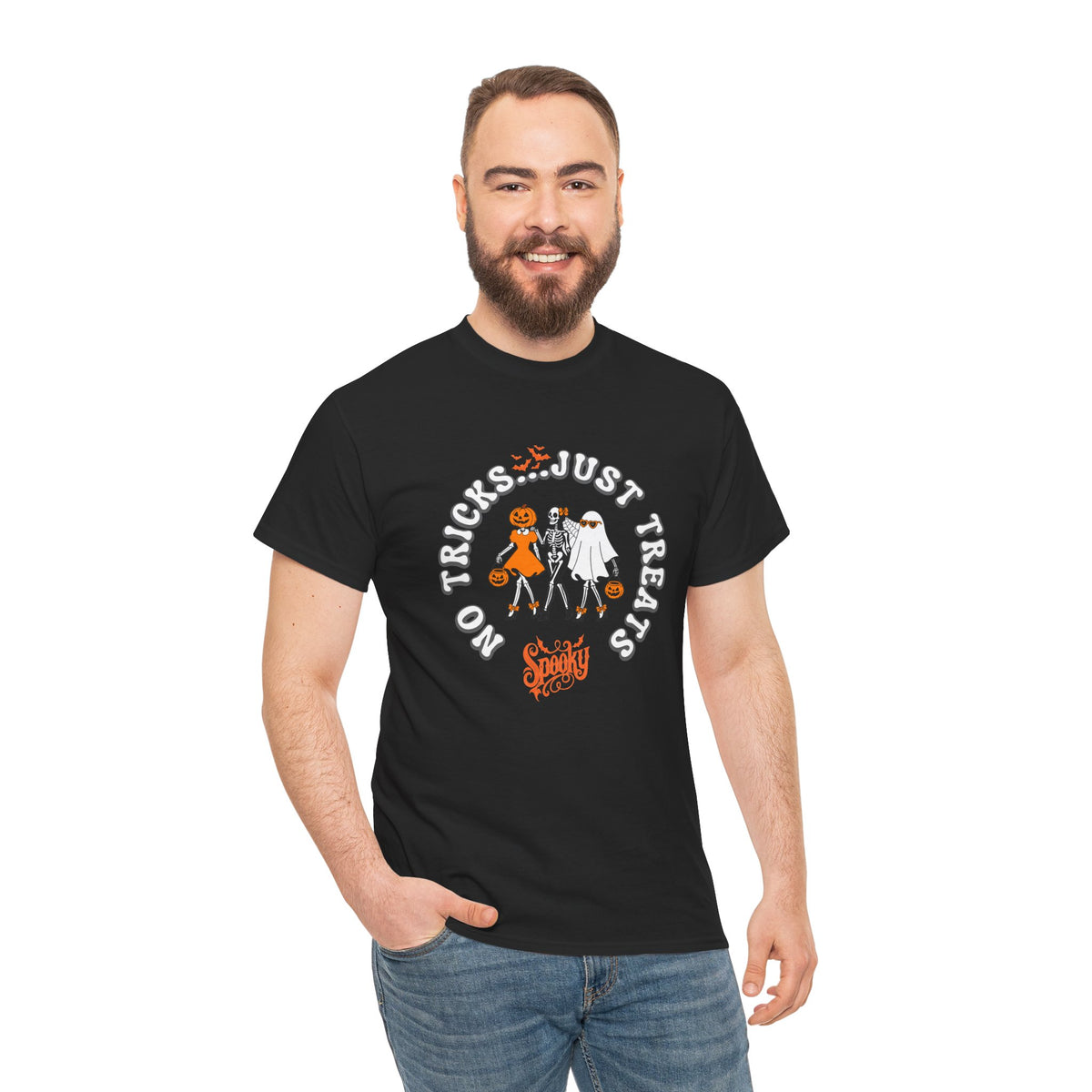 Halloween 'No Tricks, Just Treats' Tee — Costume and Candy Graphic Shirt