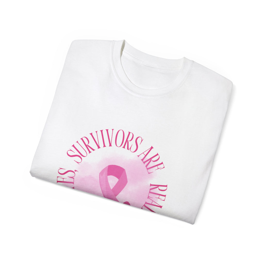 Breast Cancer Survivors Are Real T-Shirt — Pink Ribbon Boxing Gloves Tee