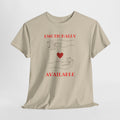 T-Shirt — "Emotionally Available" Minimal Heart Line Art Tee