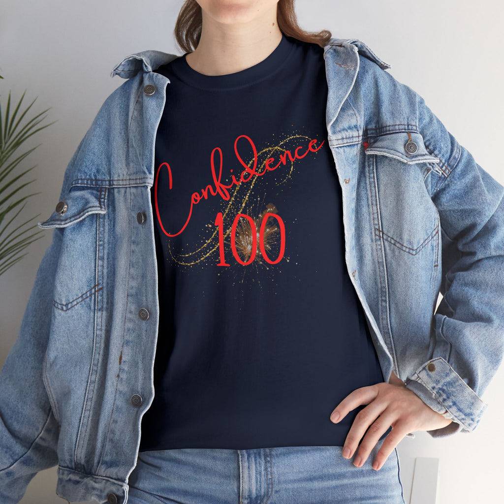 Confidence 100 T-Shirt — Inspirational Script Graphic Tee
