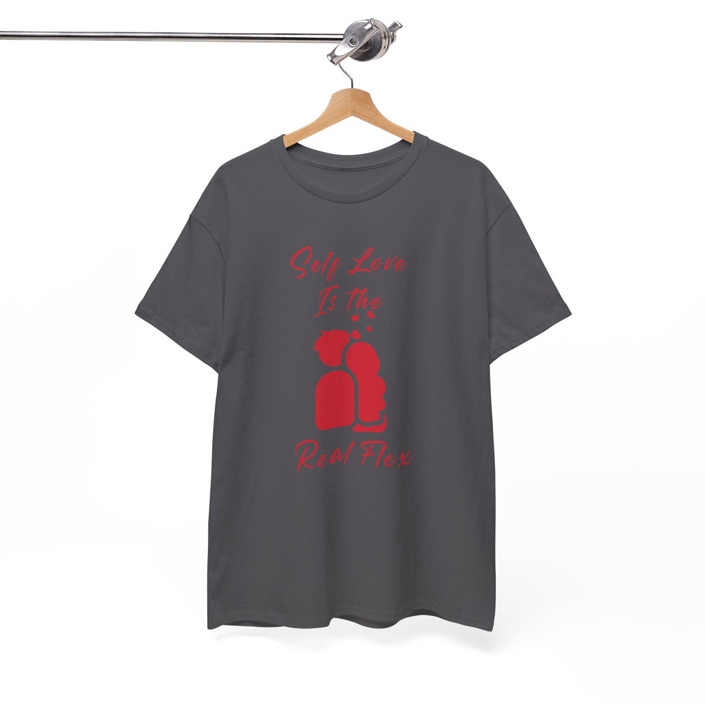 T-Shirt — "Self Love Is The Real Flex" Romantic Couple Graphic Tee