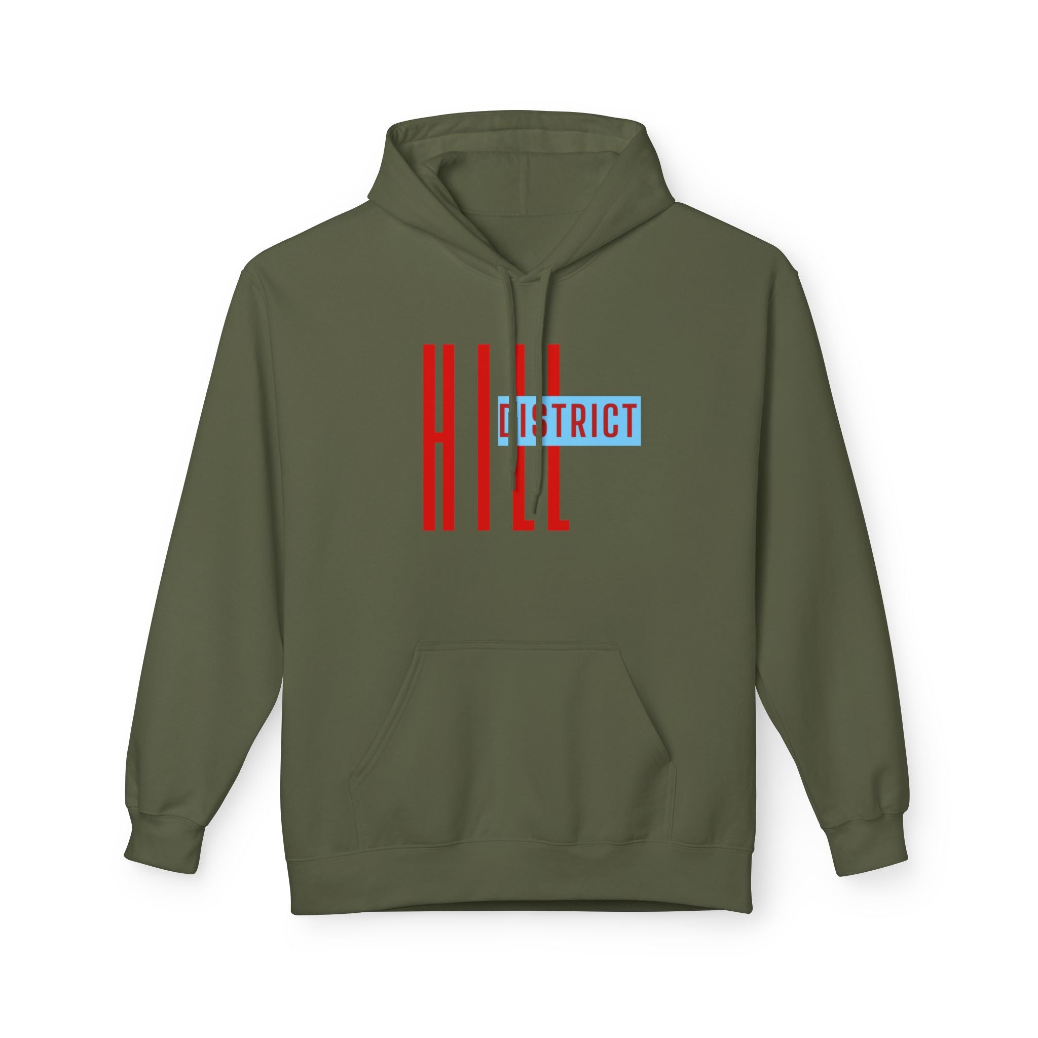 HILL District Hoodie — Retro Red & Blue 'HILL' Streetwear Pullover