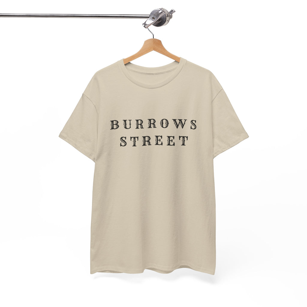 Burrows Street T‑Shirt — Minimalist Vintage Lettering Tee