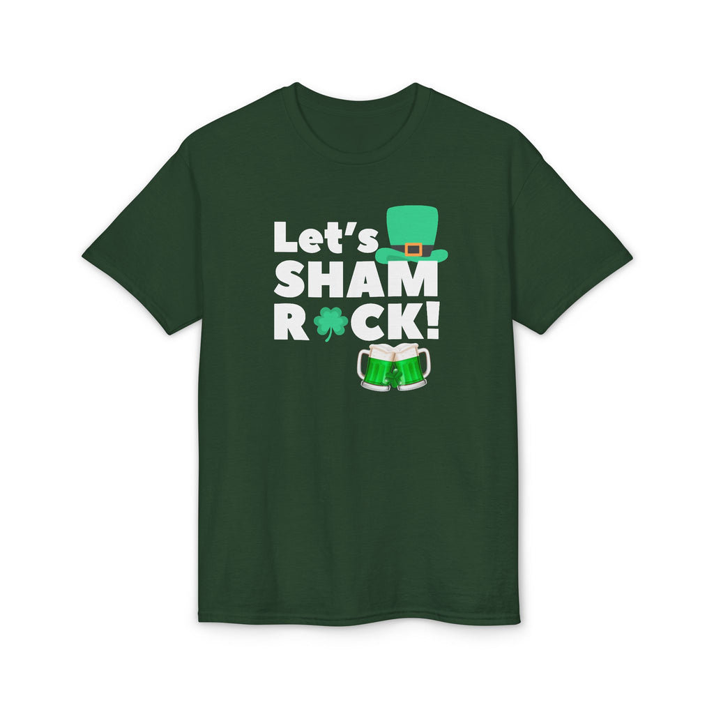 Let's Shamrock! St. Patrick's Day T-Shirt — Green Leprechaun Hat & Beer Mug Design