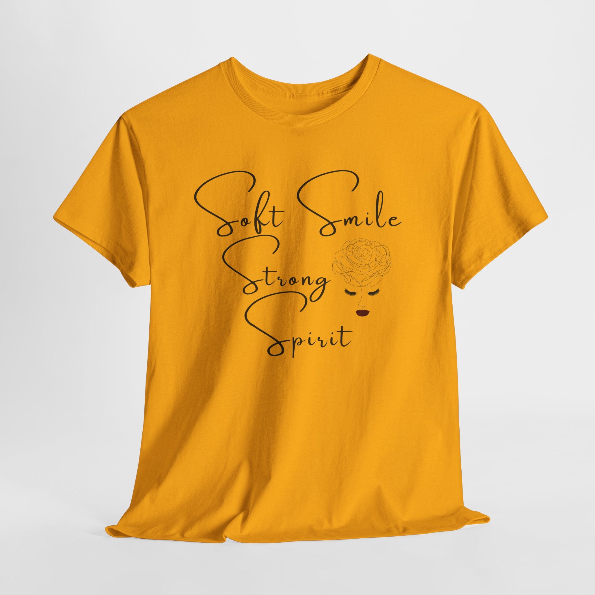 Soft Smile Strong Spirit Tee — Minimal Line Art Inspirational T-Shirt