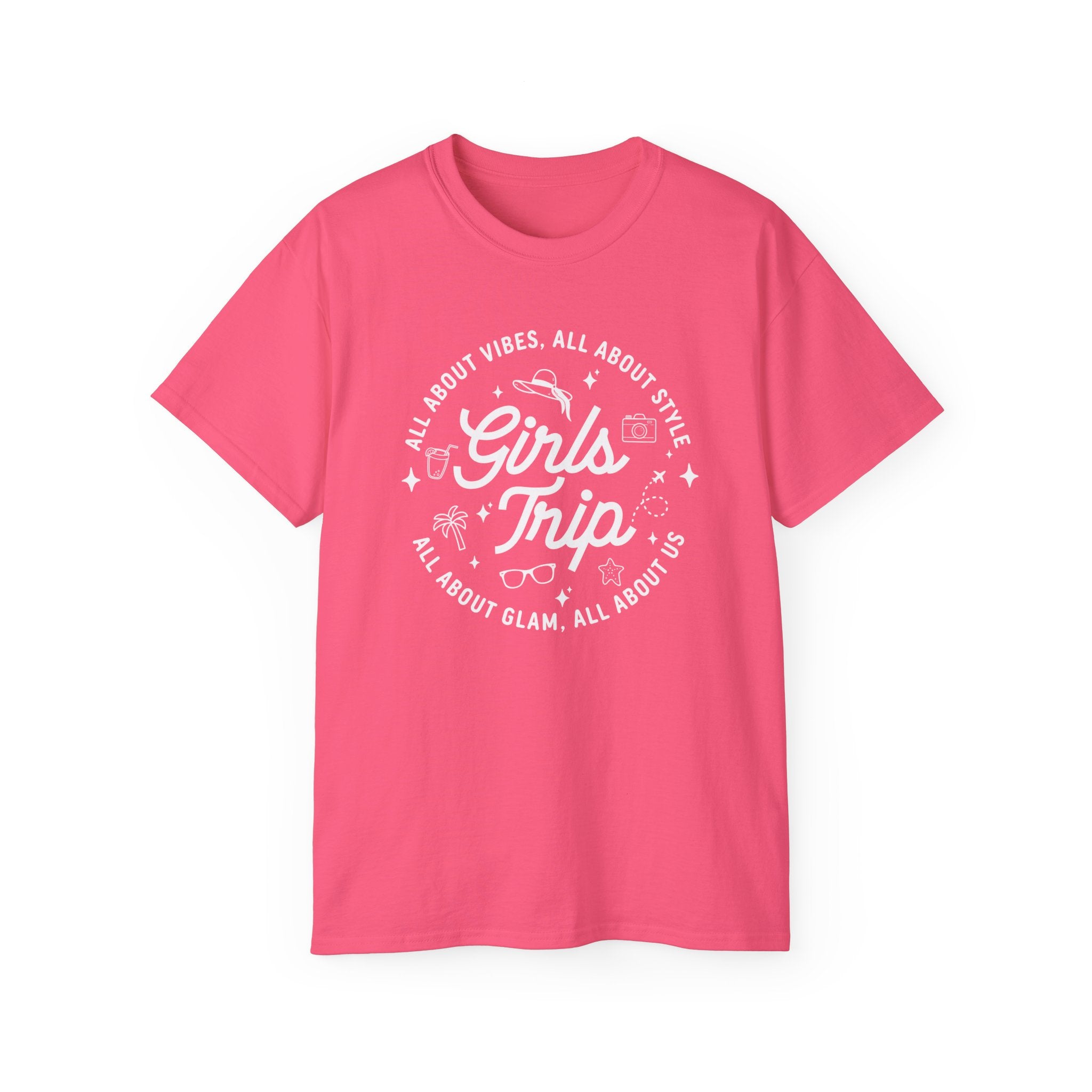 Girls Trip T-Shirt — 'All About Vibes, All About Style' Graphic Tee for Bachelorette & Vacation