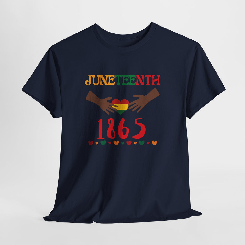 Juneteenth 1865 T-Shirt — Black History Celebration Tee with Heart & Hands Design