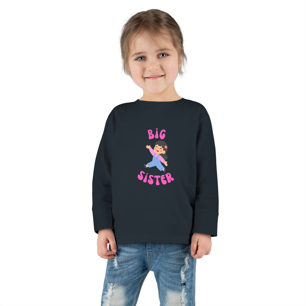 Big Sister Toddler Long Sleeve Tee — Cute Announce Shirt for New Siblings