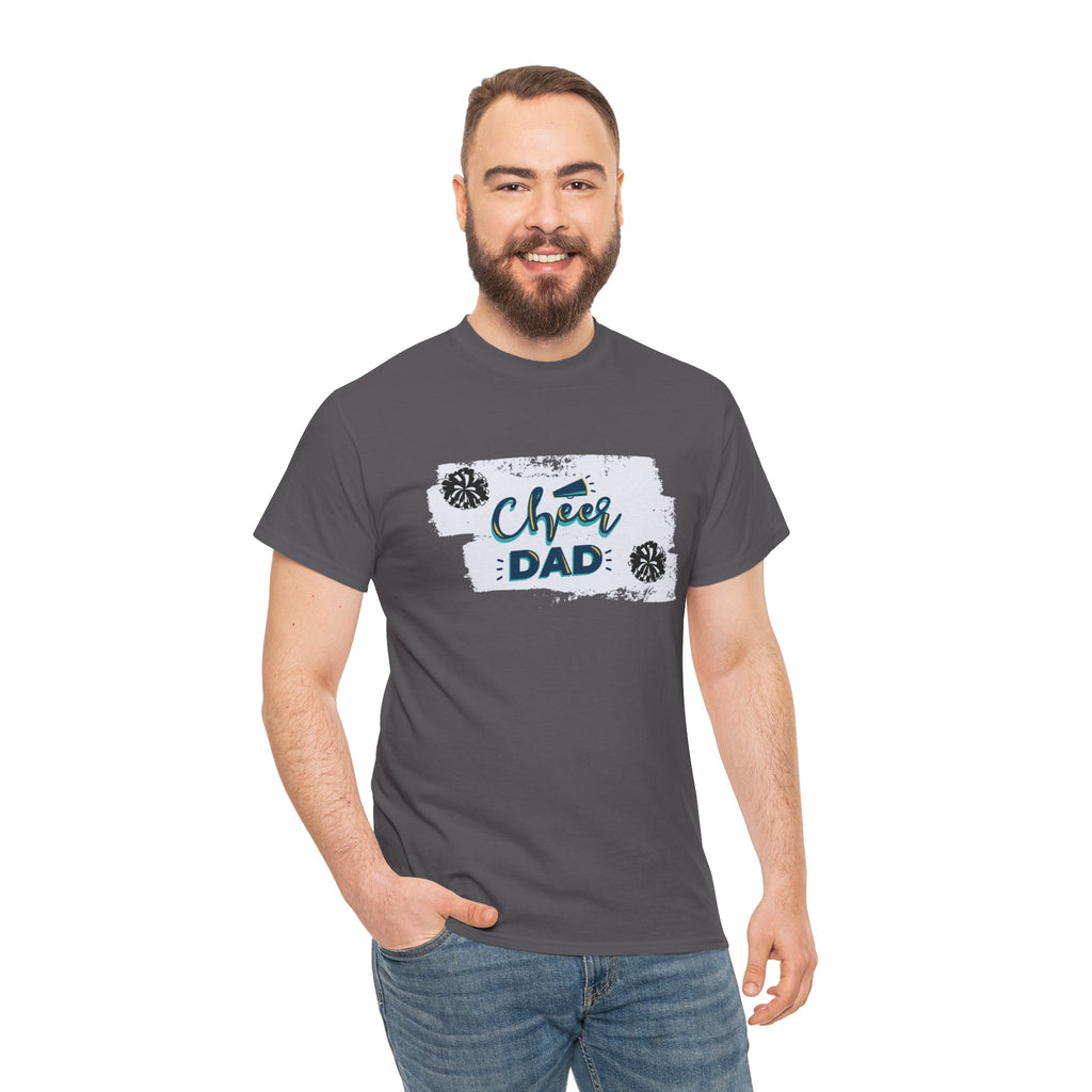 Cheer Dad T-Shirt — Cheerleading Dad Tee with Pom-Poms, Father's Day Gift