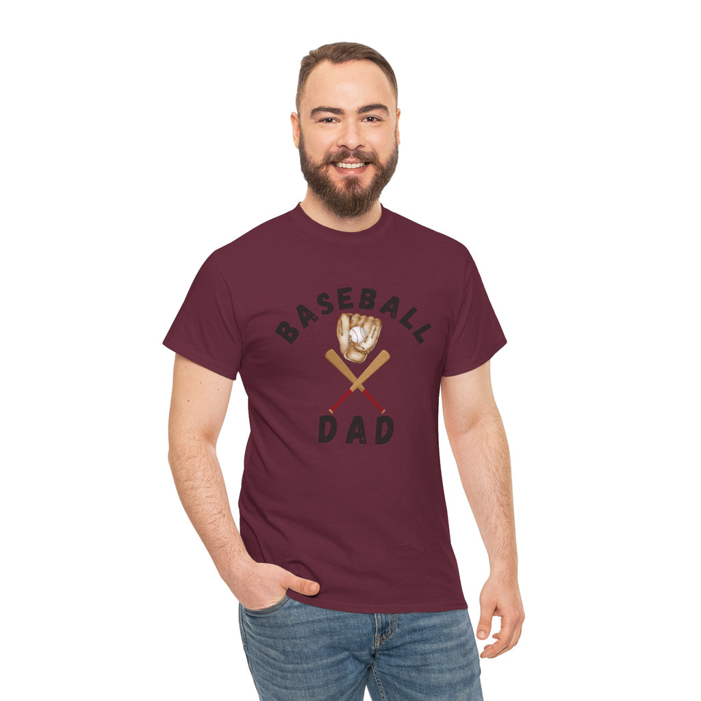 Baseball Dad Tee — Vintage Glove & Crossed Bats Graphic Shirt