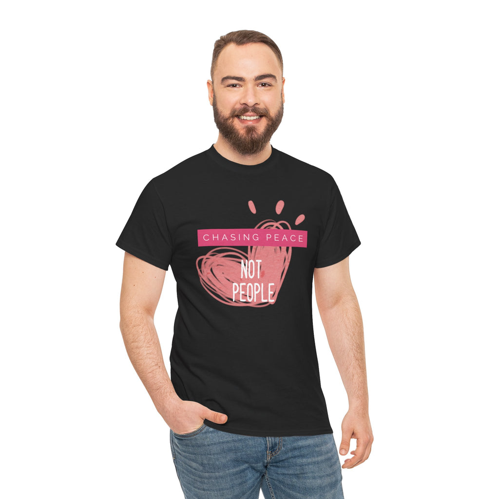 Chasing Peace Not People Tee — Pink Graphic Mental Health Awareness T‑Shirt