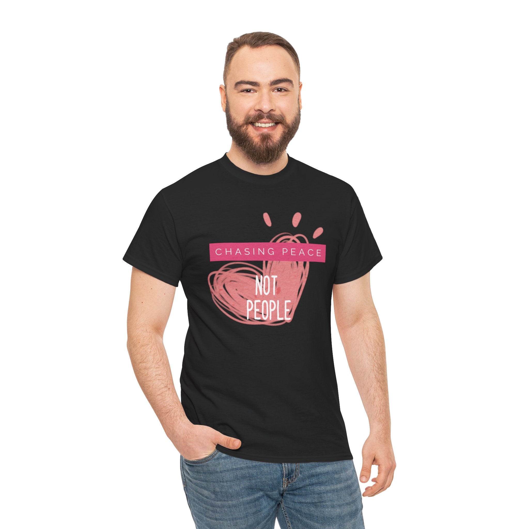 Chasing Peace Not People Tee — Pink Graphic Mental Health Awareness T‑Shirt