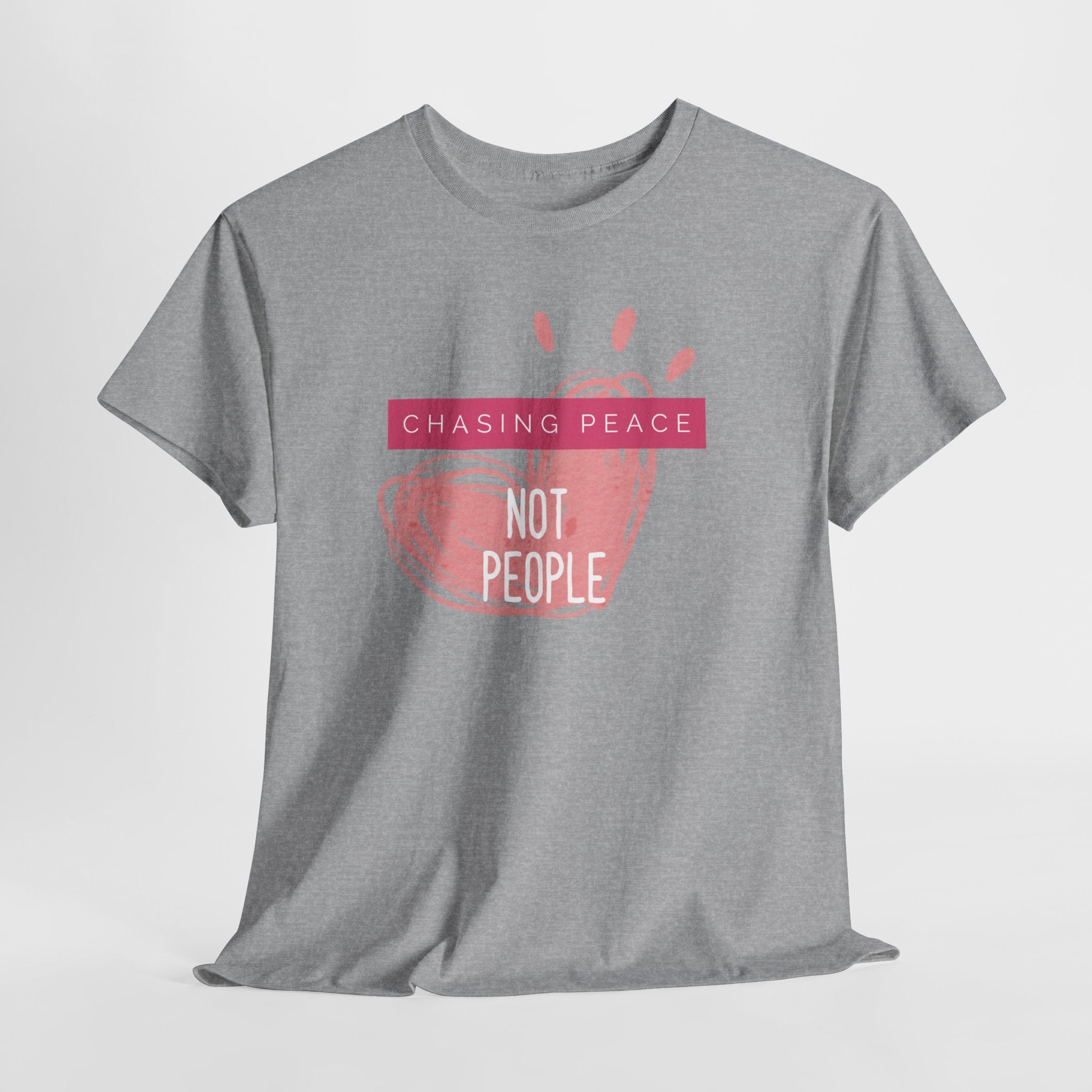 Chasing Peace Not People Tee — Pink Graphic Mental Health Awareness T‑Shirt