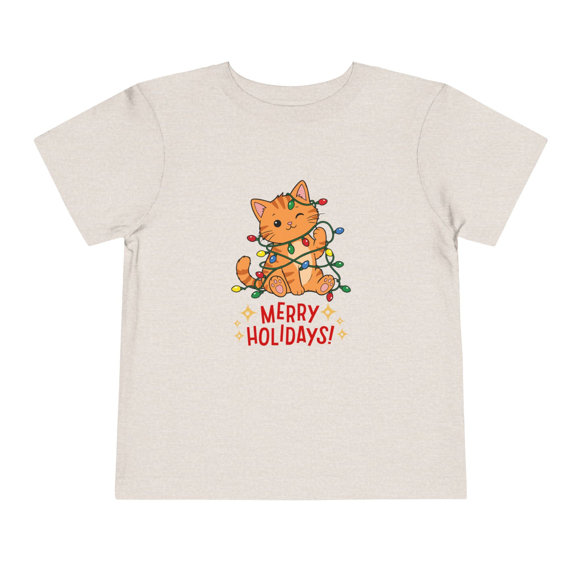 Toddler Merry Holidays Cat Christmas Short Sleeve Tee