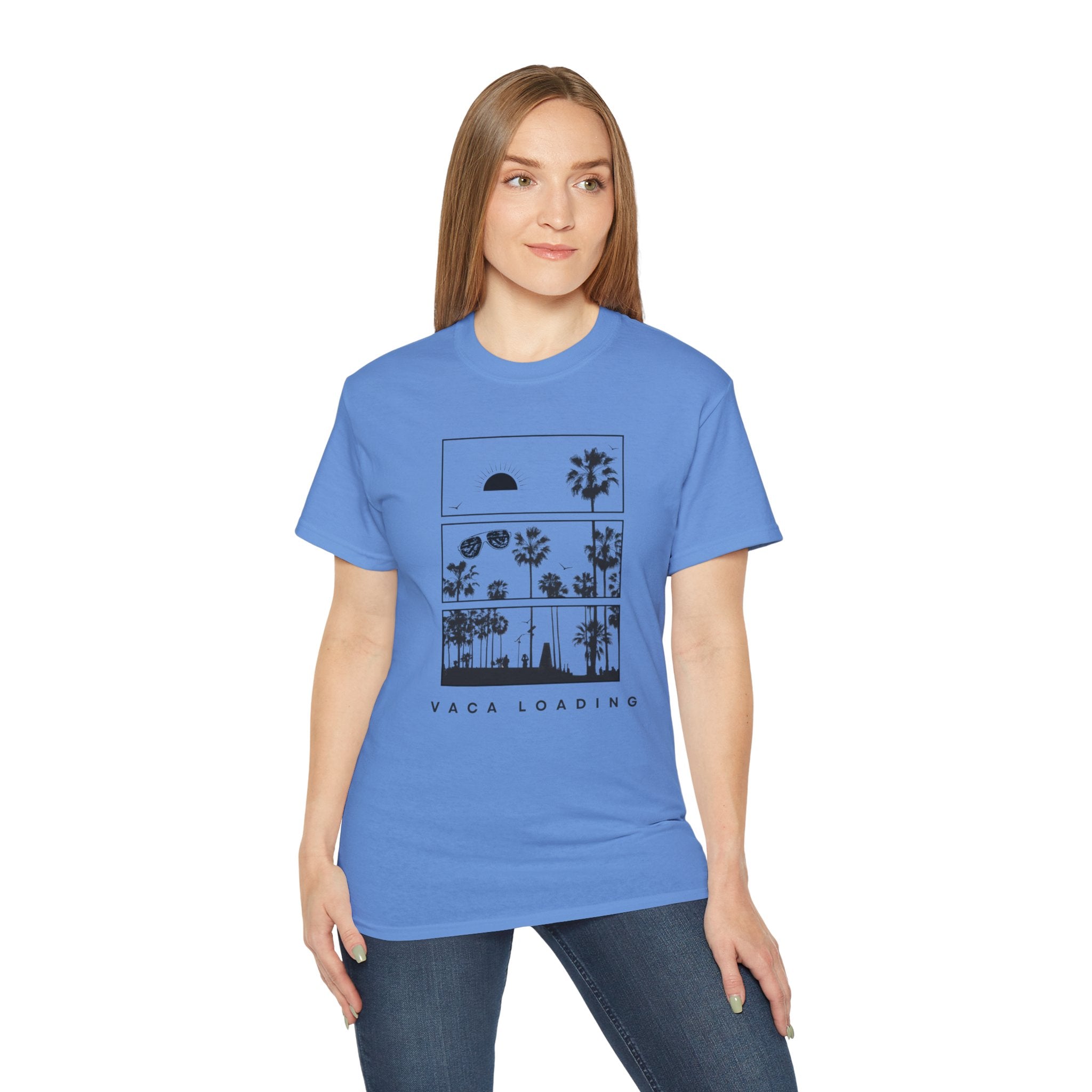 Vacation Loading T‑Shirt — Retro Palm & Sunset Graphic Tee