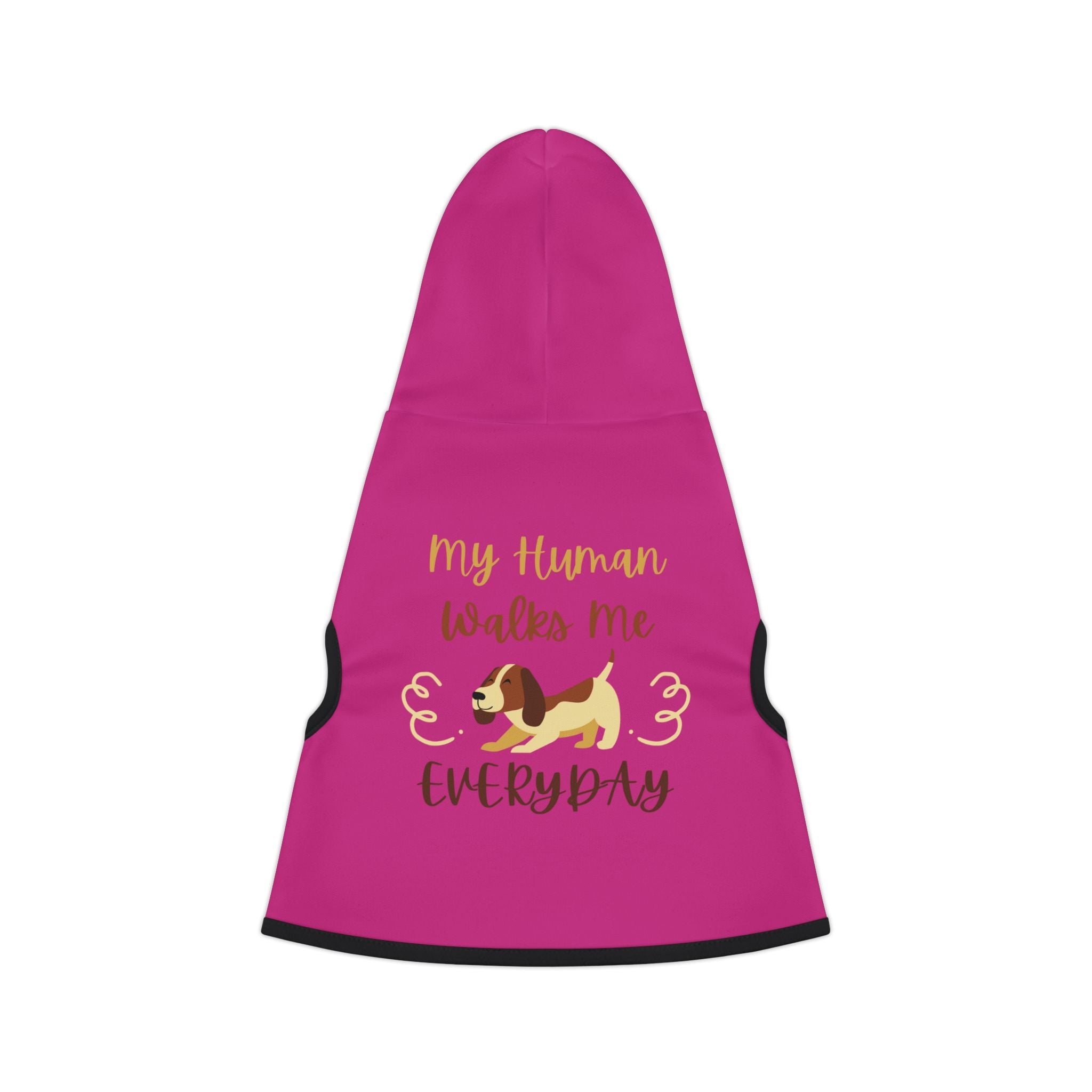 Pet Hoodie - "My Human Walks Me Everyday" Pink Dog Hoodie for Small Dogs, Cute Warm Pet Coat