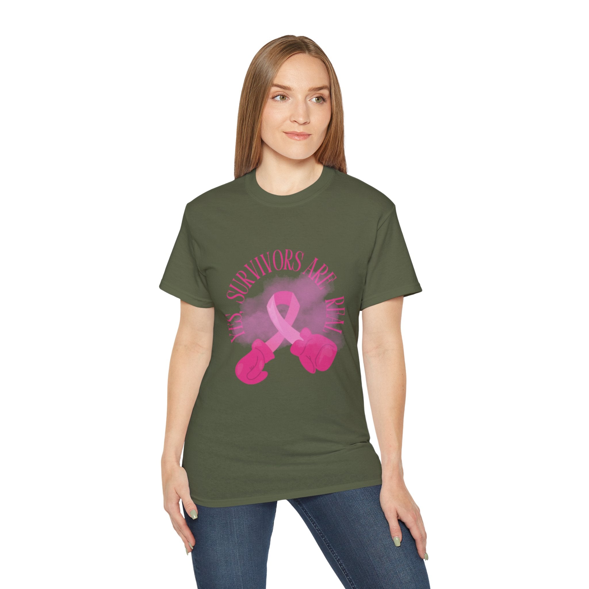 Breast Cancer Survivors Are Real T-Shirt — Pink Ribbon Boxing Gloves Tee