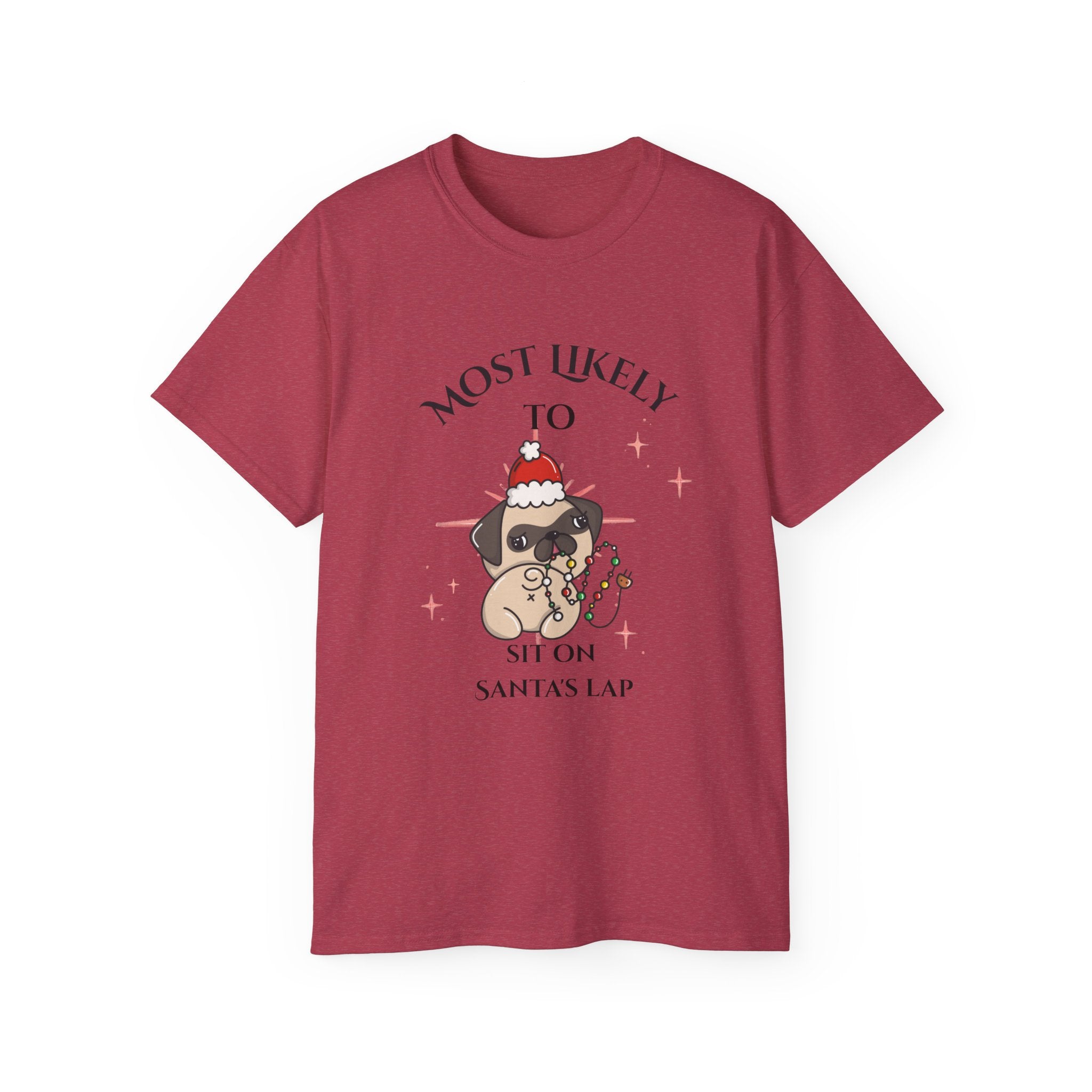 Most Likely to Sit on Santa's Lap, Cute Christmas Dog Tee - Holiday Gift, Dog Lover Shirt, Funny Xmas Apparel, Unisex Christmas Top