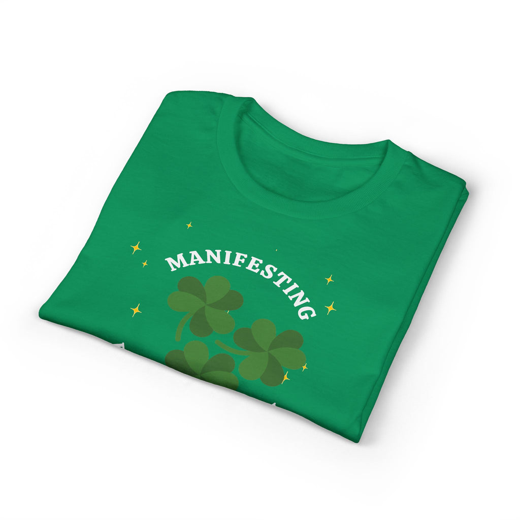 Manifesting Four Leaf Energy T-Shirt — St. Patrick’s Day Lucky Shamrock Tee