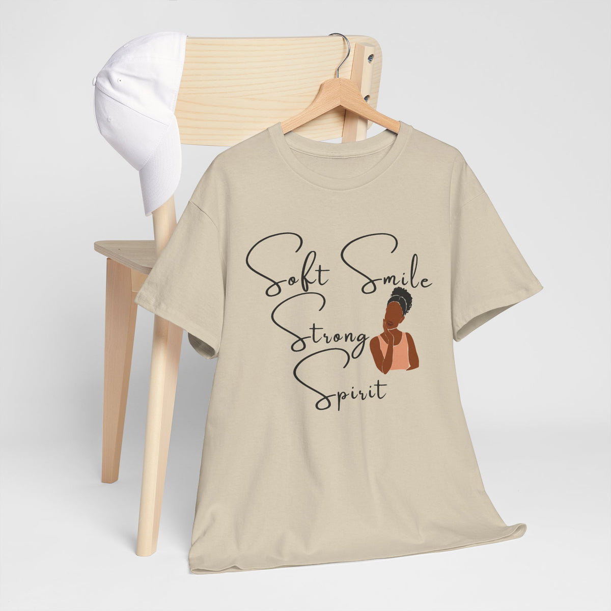 Soft Smile Strong Spirit Tee — Minimal Line Art Inspirational T-Shirt