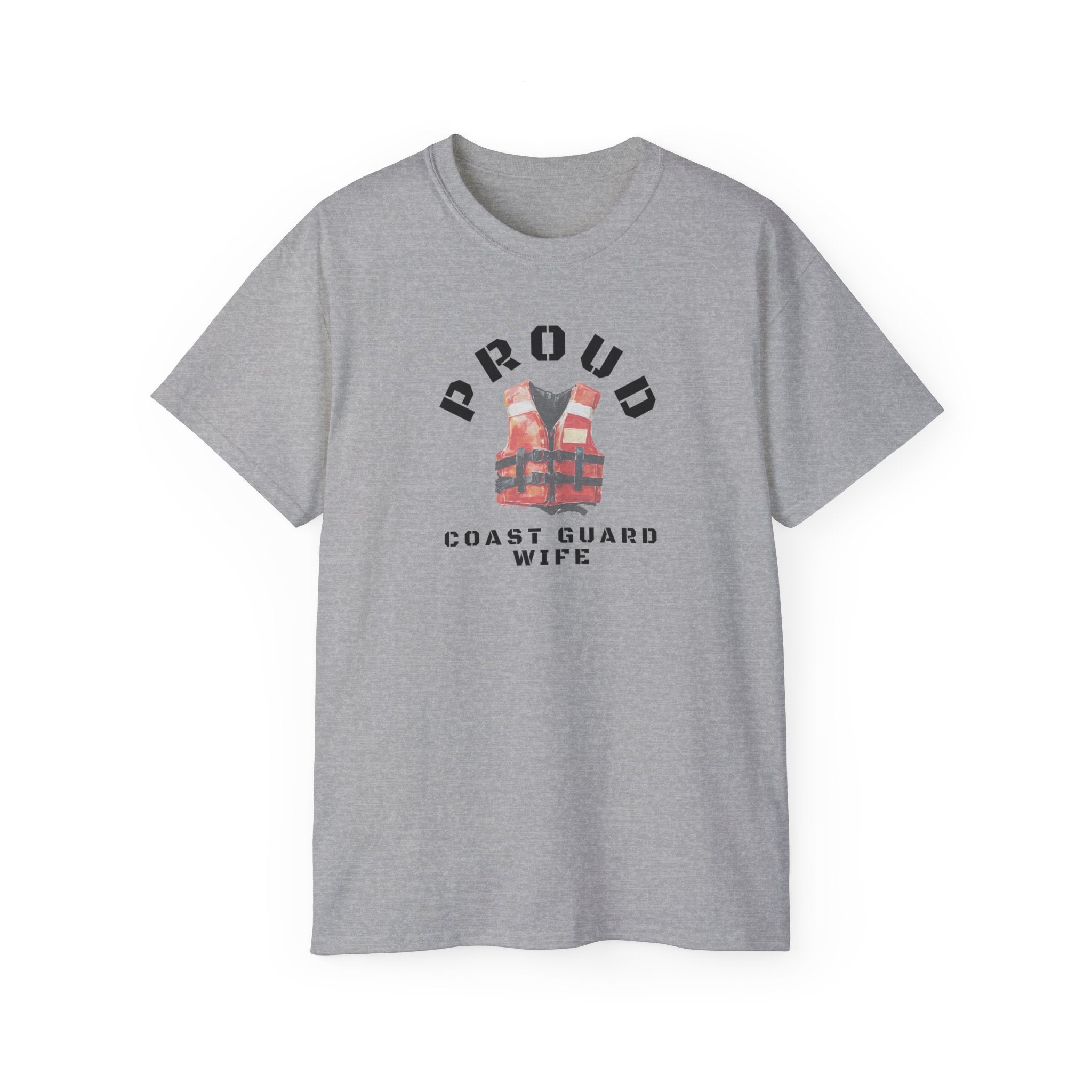 Proud Coast Guard Wife T-Shirt — Life Vest Graphic Tee for Military Spouses