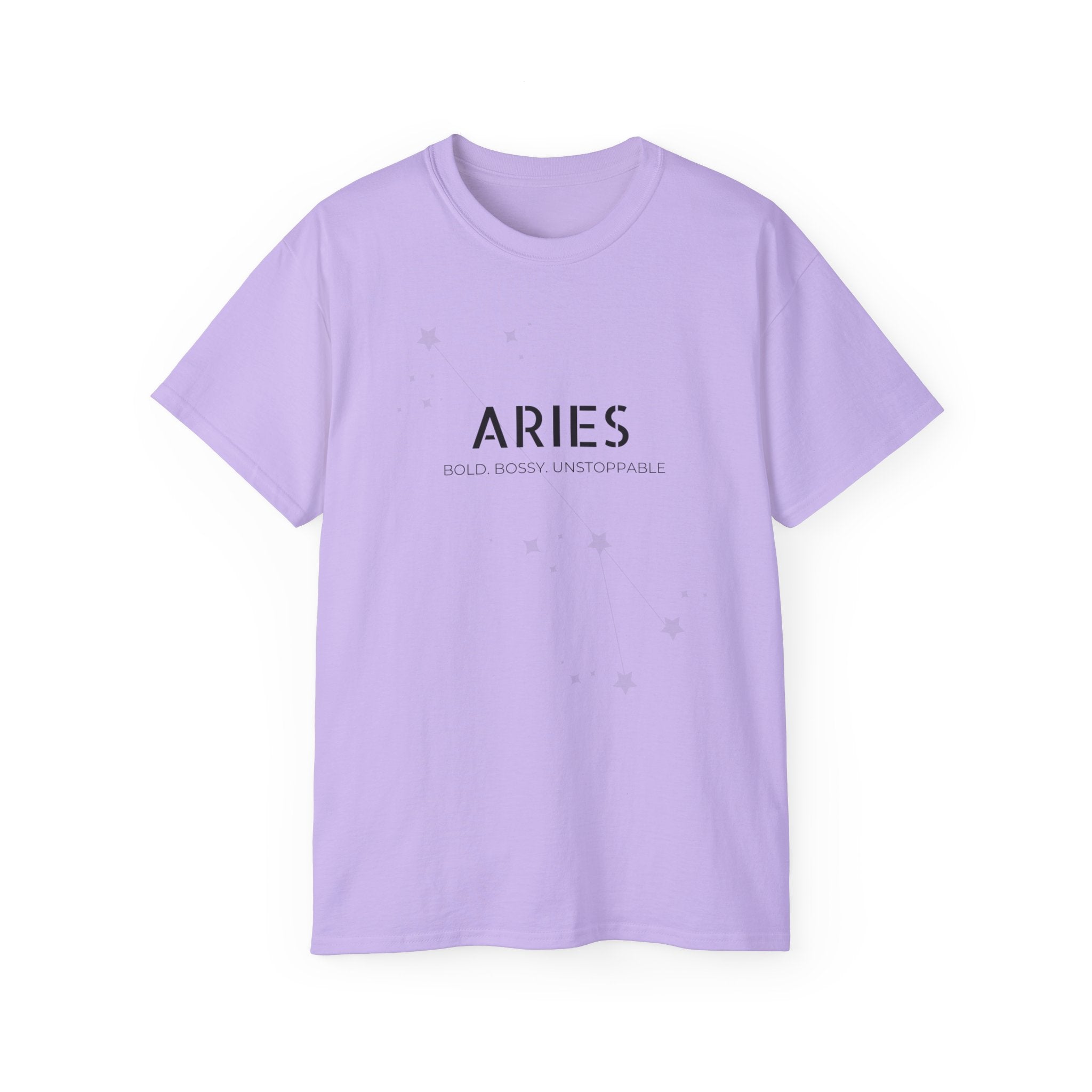 Aries Zodiac T‑Shirt — Minimal Astrology Tee ("ARIES: Bold, Brave, Independent")
