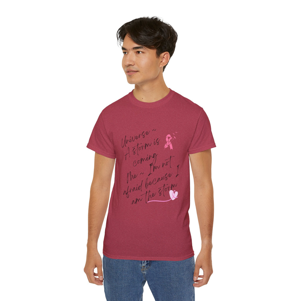 Breast Cancer Awareness Tee – "A Storm is Coming" Inspirational Cotton Shirt