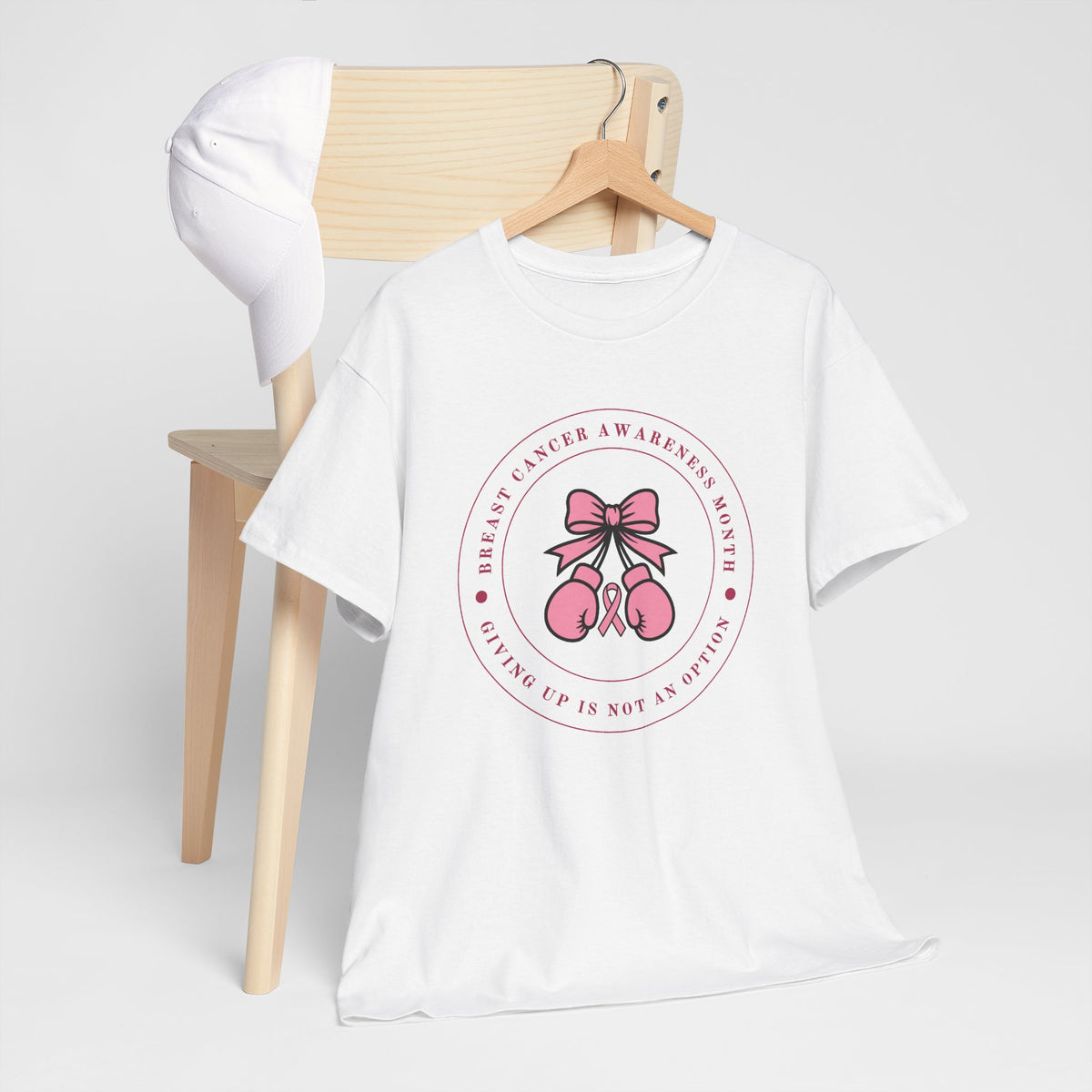 Breast Cancer Awareness T-Shirt — “Giving Up Is Not An Option” Pink Ribbon Tee