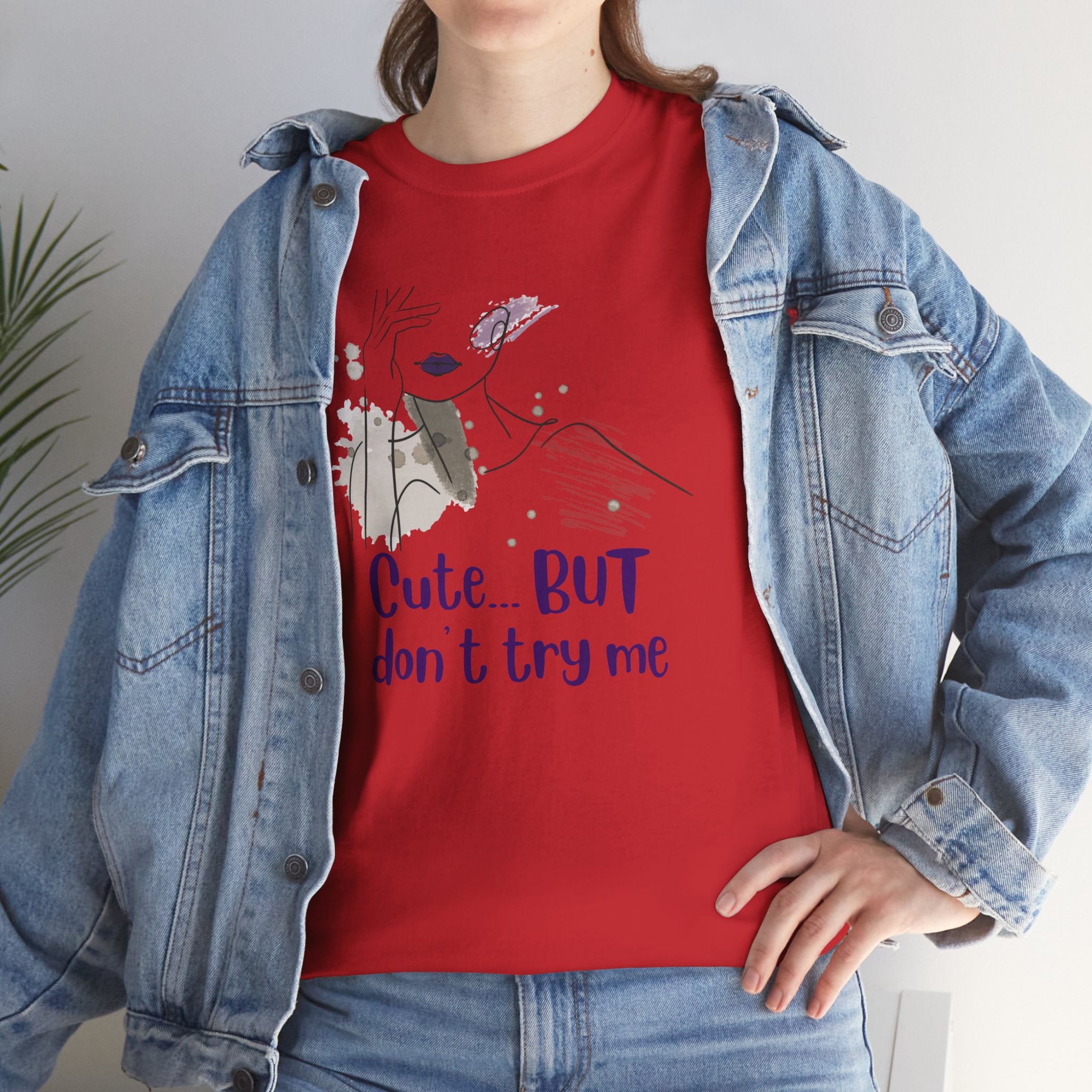 T‑Shirt — Cute… but don’t try me | Minimal Floral Graphic Tee