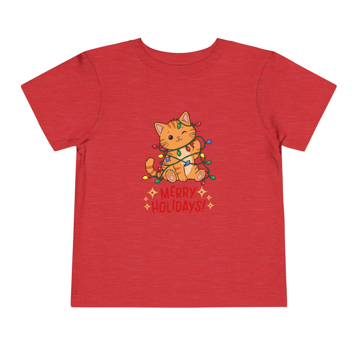 Toddler Merry Holidays Cat Christmas Short Sleeve Tee