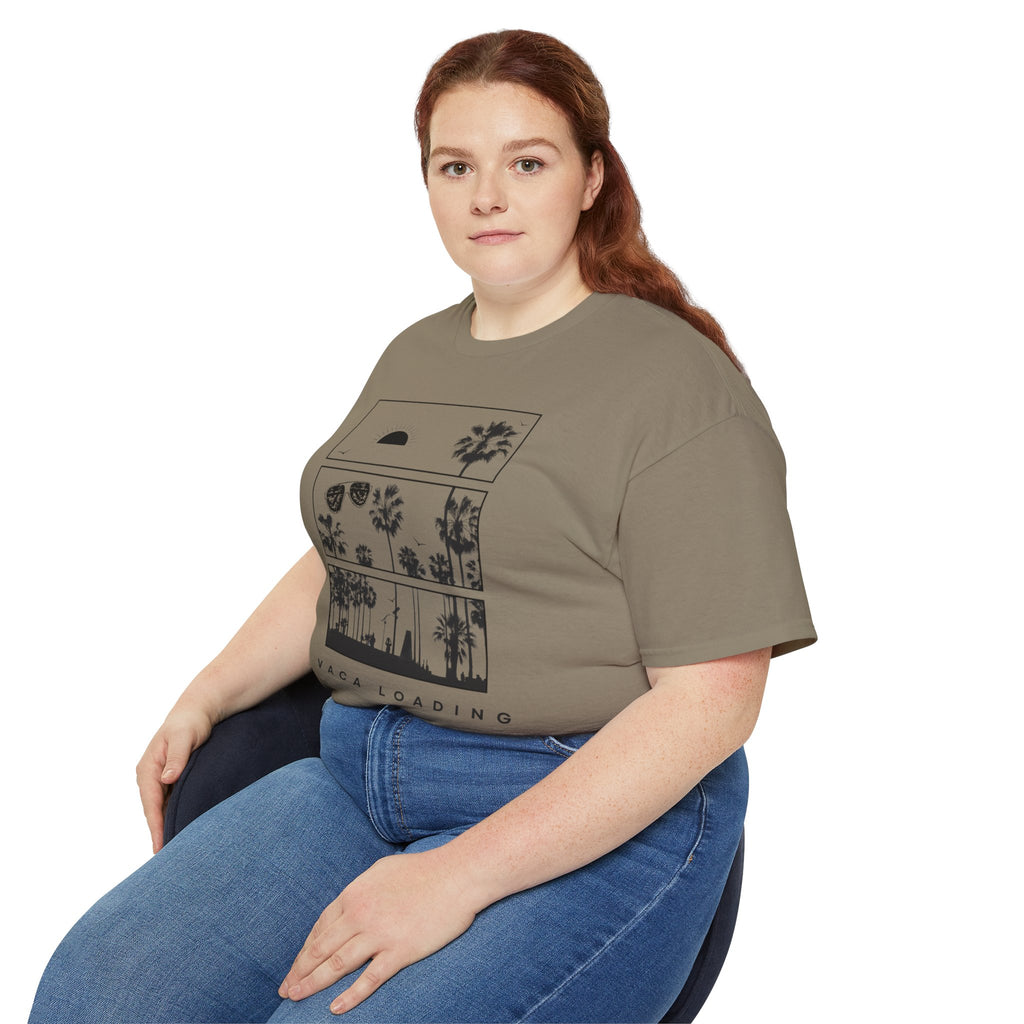 Vacation Loading T‑Shirt — Retro Palm & Sunset Graphic Tee