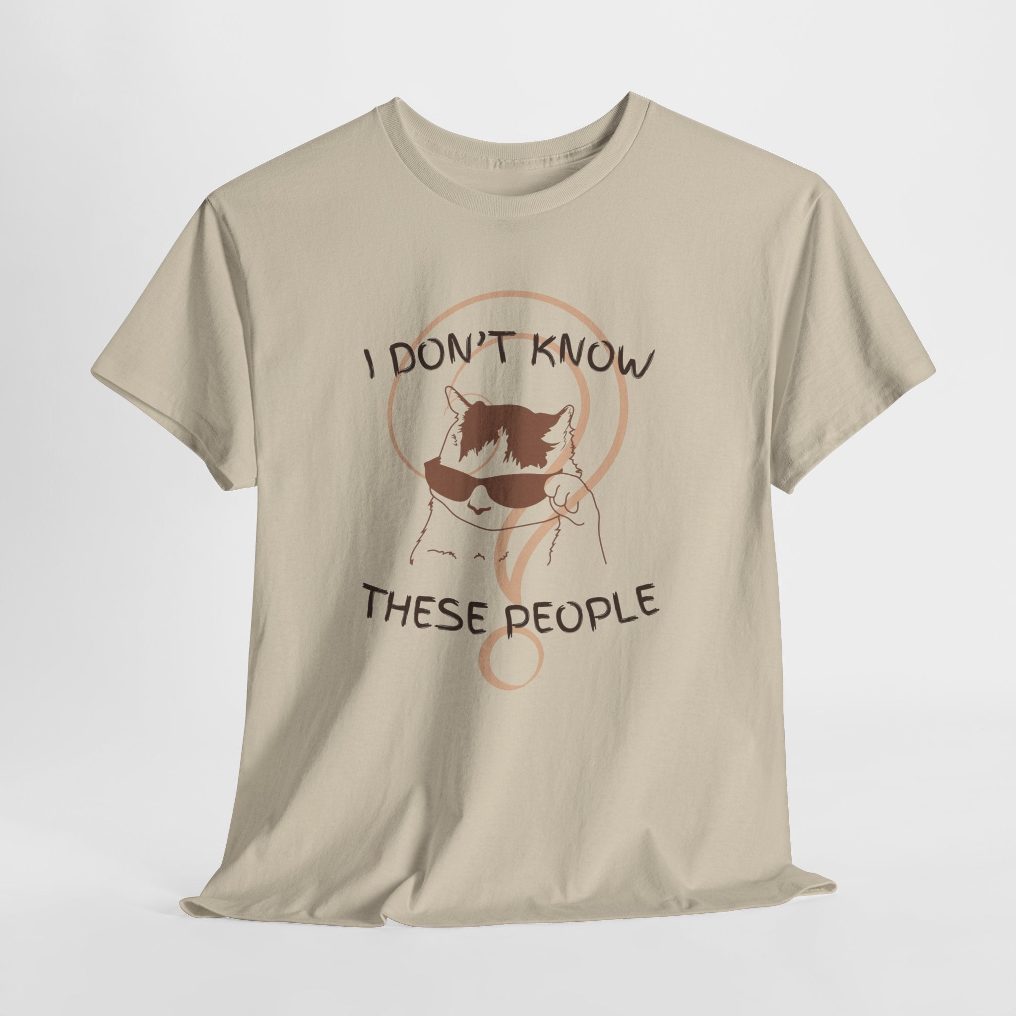 Cat Graphic Tee — "I Don't Know These People" Introvert Humor Shirt