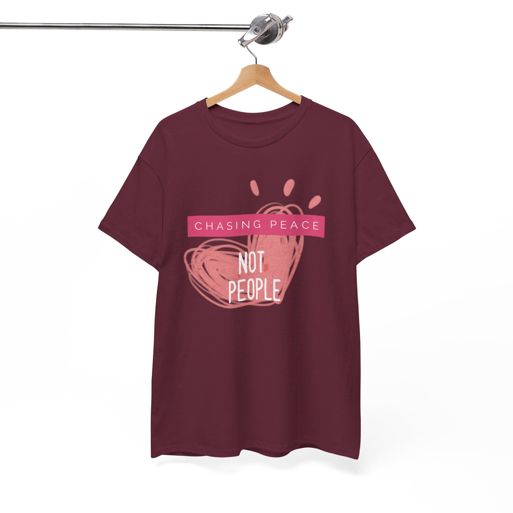 Chasing Peace Not People Tee — Pink Graphic Mental Health Awareness T‑Shirt
