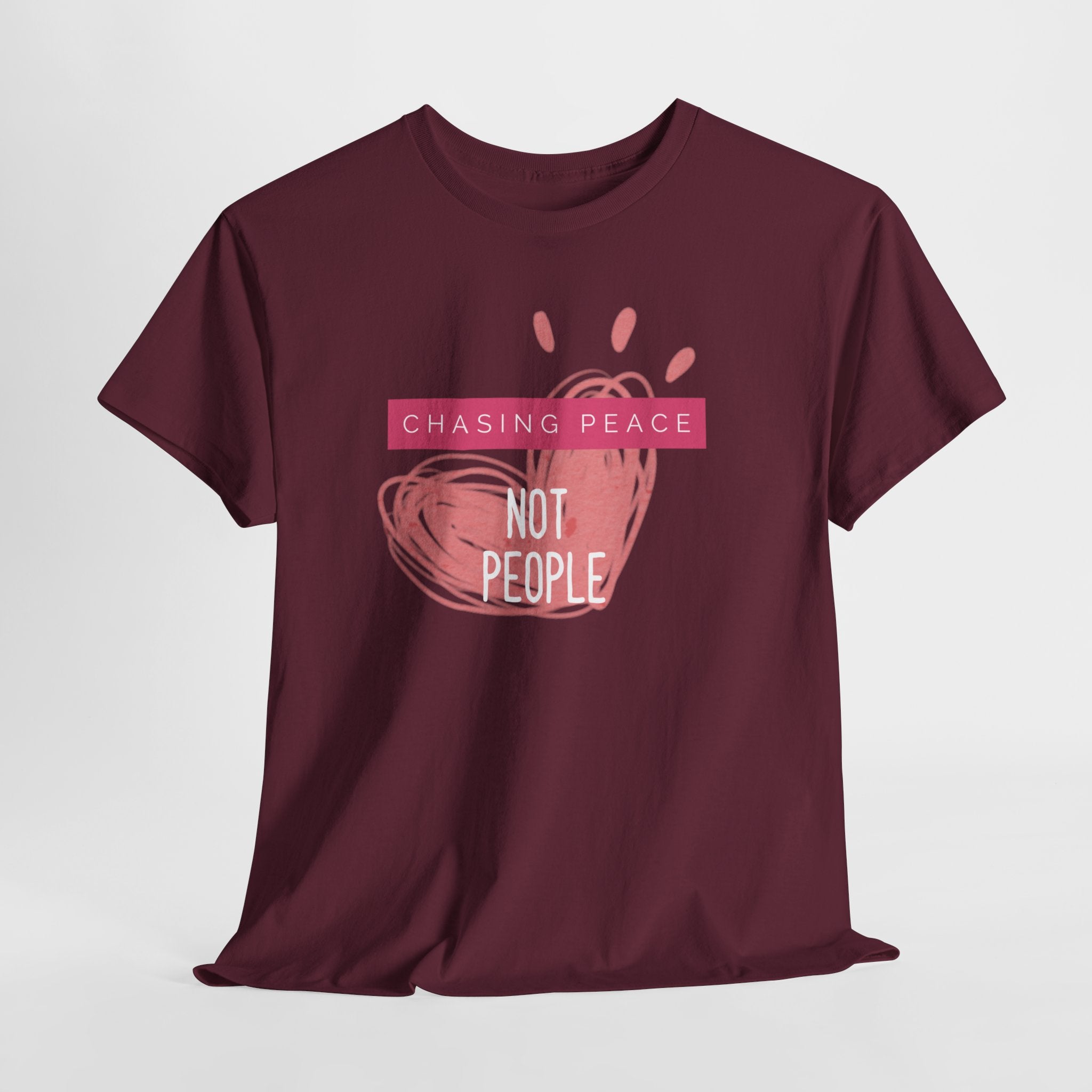 Chasing Peace Not People Tee — Pink Graphic Mental Health Awareness T‑Shirt