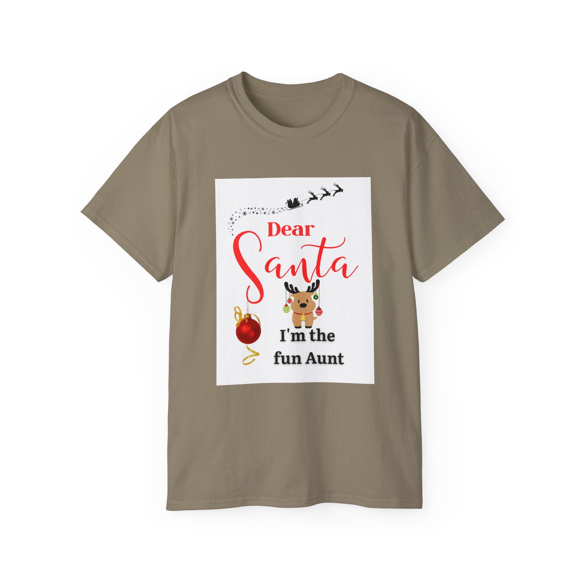 Dear Santa Festive Fun Aunt Tee, Christmas Shirt, Holiday Gift, Cute Santa Tee, Unisex Seasonal T-Shirt, Cute Aunt Apparel