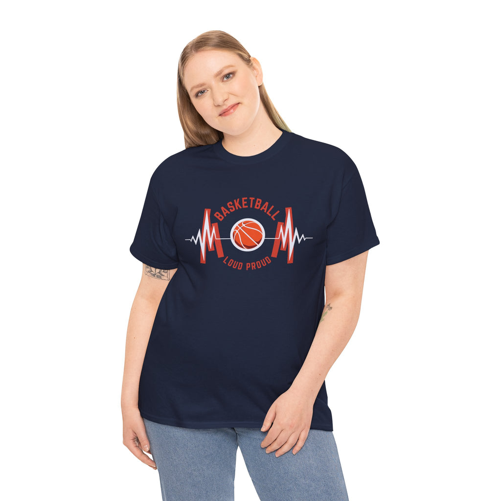 Basketball Mom Loud Proud Tee — Heartbeat Hoop Graphic T‑Shirt