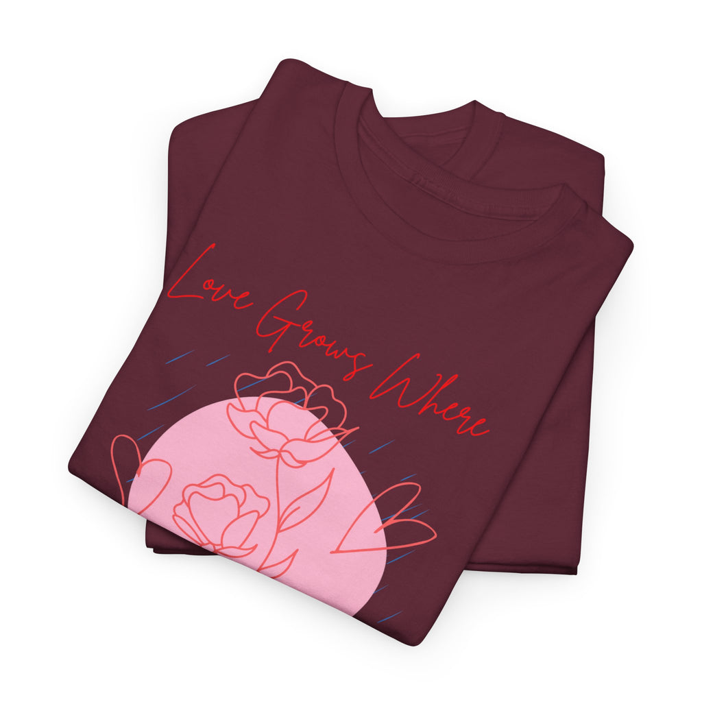 Rose Moon Graphic Tee — "Love Grows Where It’s Watered"