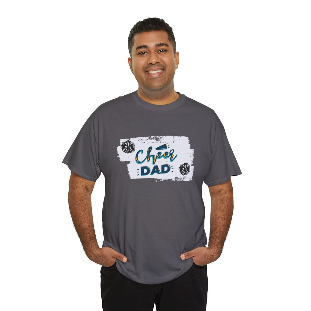 Cheer Dad T-Shirt — Cheerleading Dad Tee with Pom-Poms, Father's Day Gift