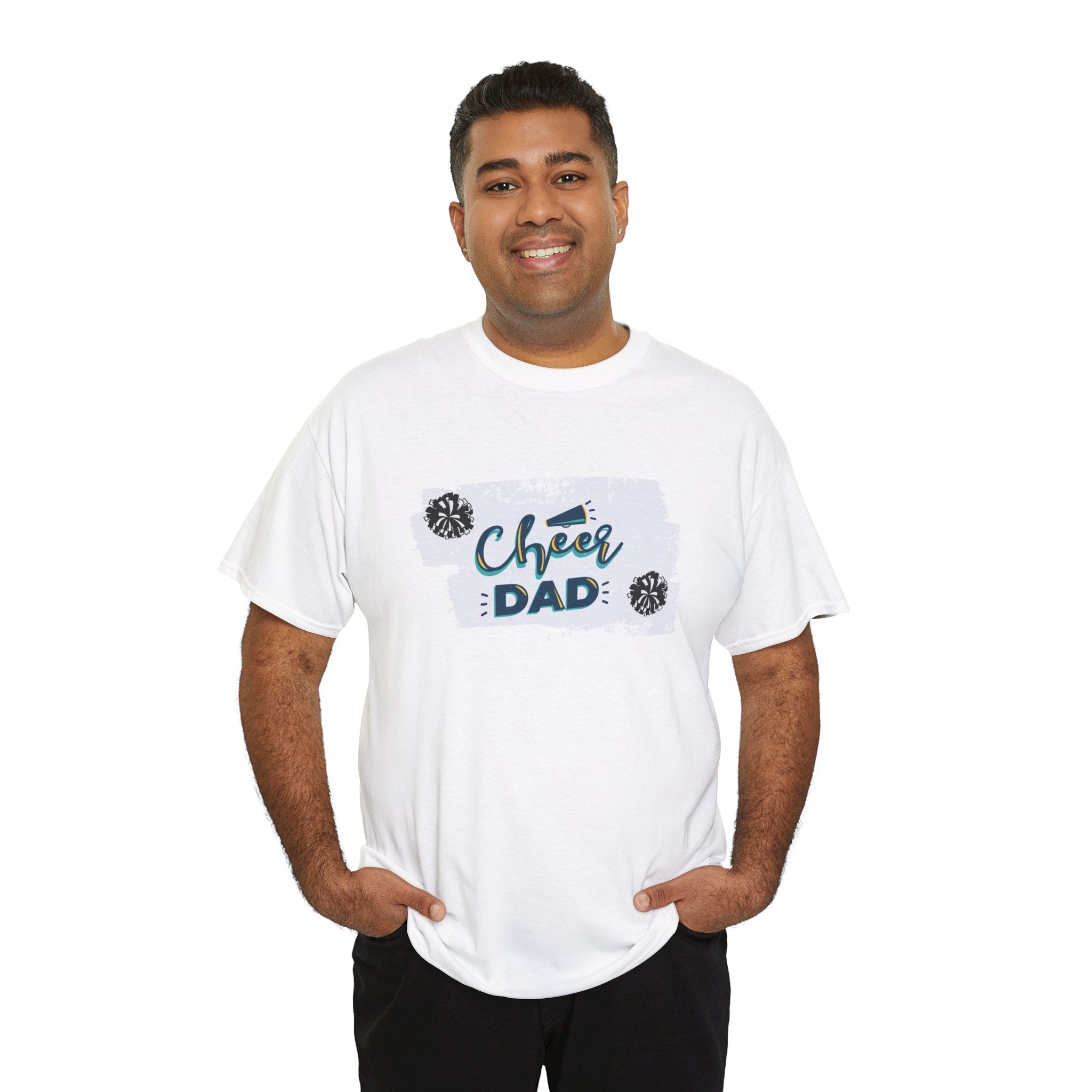 Cheer Dad T-Shirt — Cheerleading Dad Tee with Pom-Poms, Father's Day Gift