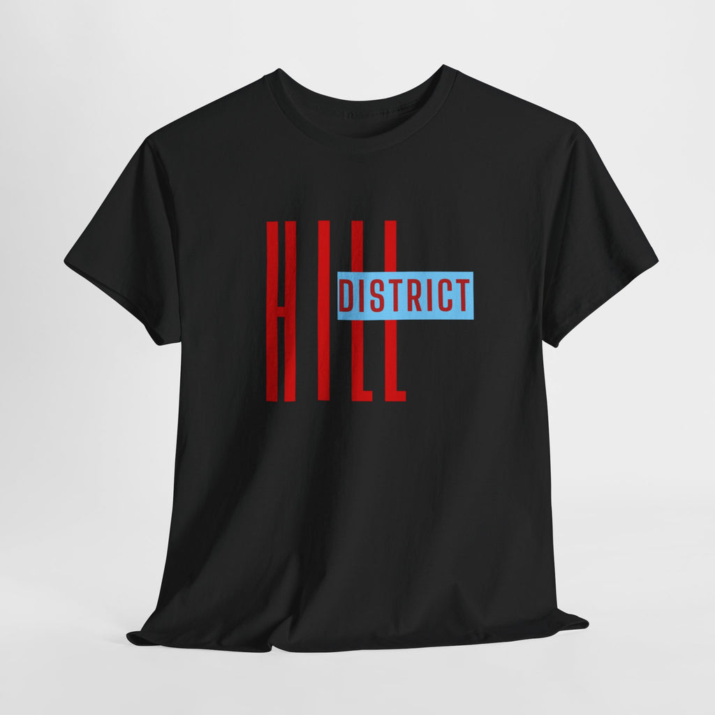 Hill District T-Shirt — Retro Red & Blue 'DISTRICT' Graphic Tee