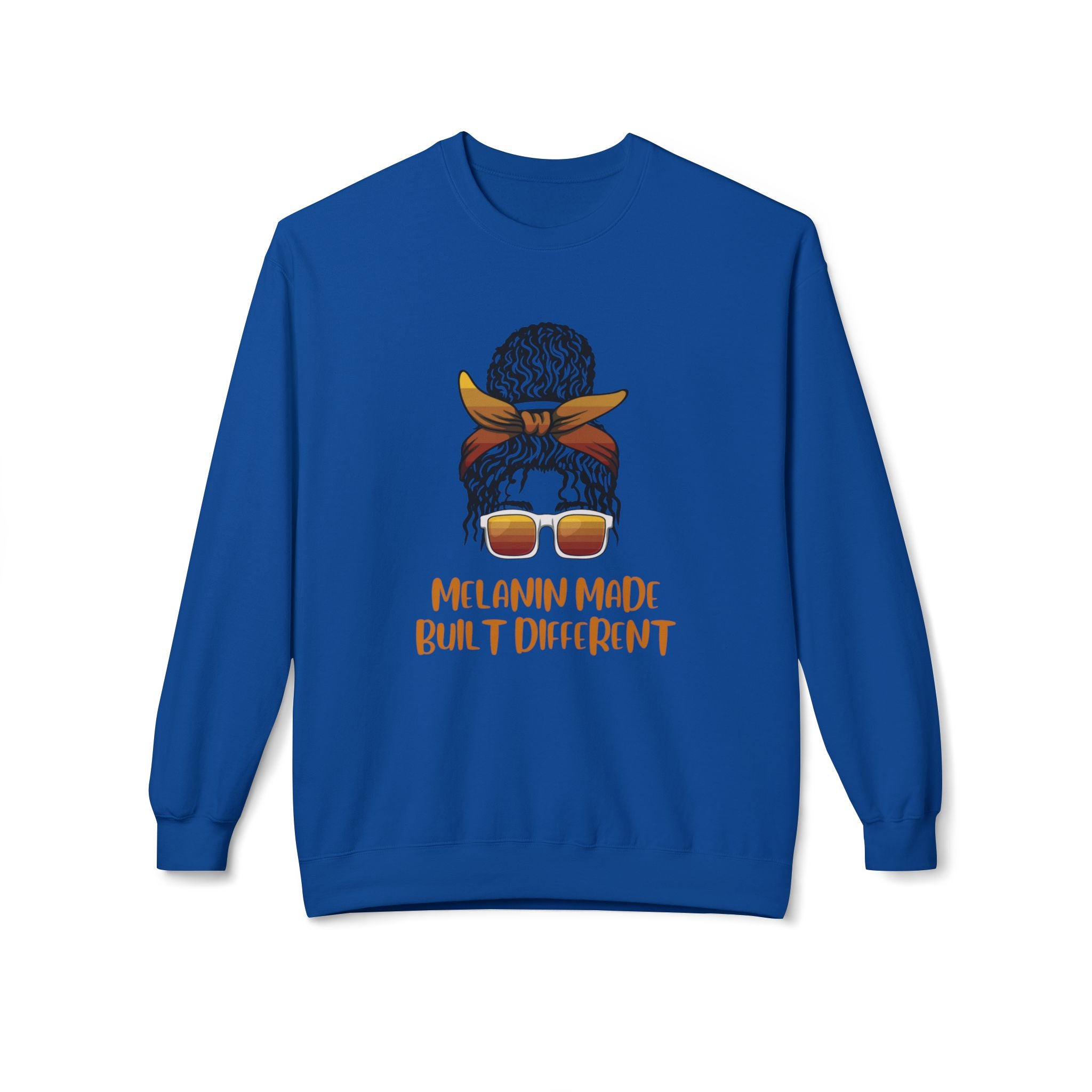 Melanin Made Built Different Sweatshirt — Afro Puff Bandana Crewneck