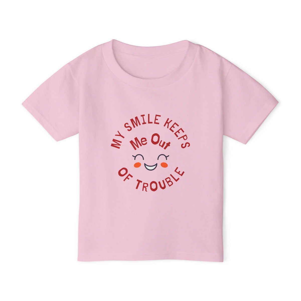 Toddler T‑Shirt — “My Smile Keeps Me Out of Trouble” Cute Smiley Kids Tee