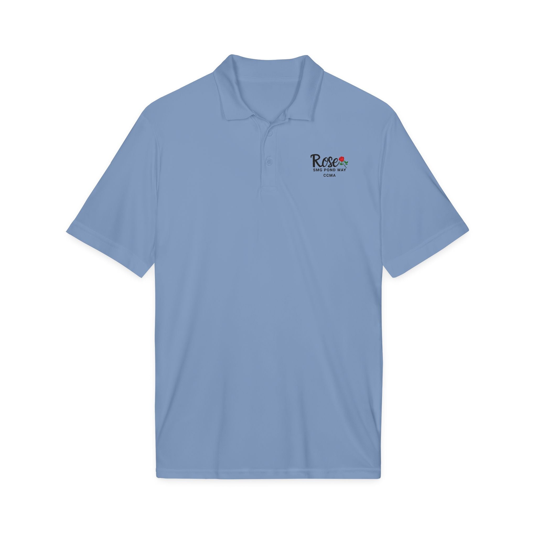 Rose Work Logo Polo Shirt Black Script with a Rose
